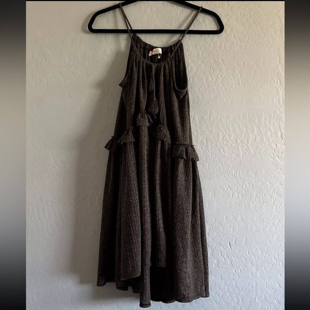 Free People Beach Rosaline Tunic Dress Halter Tie Ruffle Swing Black Medium - Picture 3 of 7
